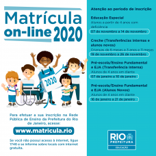 Matrícula na rede municipal de ensino: transferência entre unidades segue no próximo dia 7/1/2020