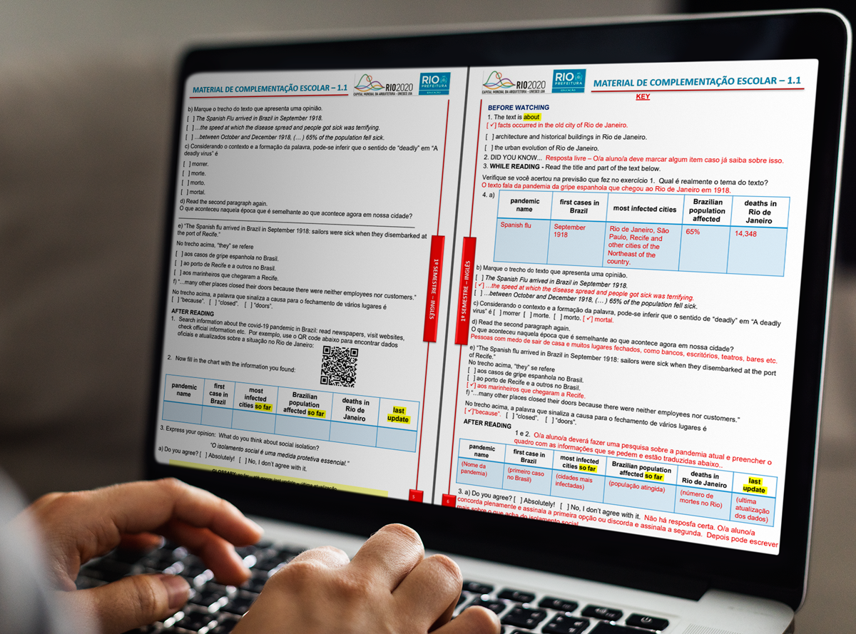 Jovens recebem orientações e atividades pela internet. Foto: Divulgação / Prefeitura do Rio
