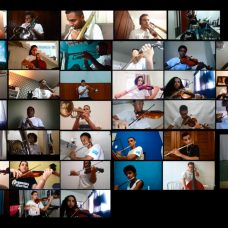 Estudantes-músicos da rede municipal tocaram, virtualmente, “O bêbado e o equilibrista”. Foto: Divulgação / Prefeitura do Rio