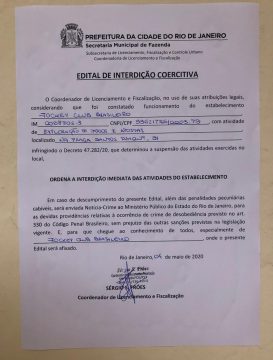 Edital de interdição coercitiva contra o Jockey Club Brasileiro. Foto: divulgação / SMF
