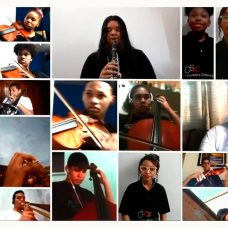 São 23 estudantes, cada um tocando de sua casa, na gravação de “Depende de nós”, de Ivan Lins. Foto: Divulgação / Prefeitura