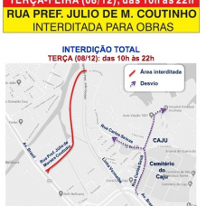 Rua Prefeito Júlio de Moraes Coutinho será interditada