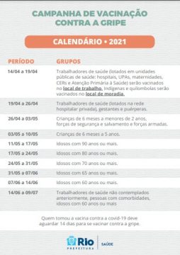Saúde divulga calendário inicial da campanha de vacinação contra a gripe -  Prefeitura da Cidade do Rio de Janeiro 
